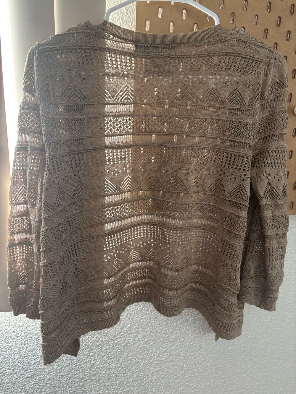 Light Brown Openwork Knit Women’s Sweater